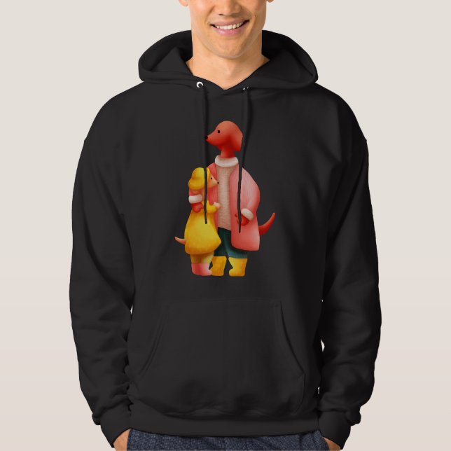 Two Dachshunds Hugging Hoodie (Front)
