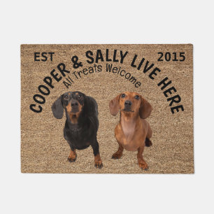 Two Dachshunds Personalised Dog Lover   Doormat