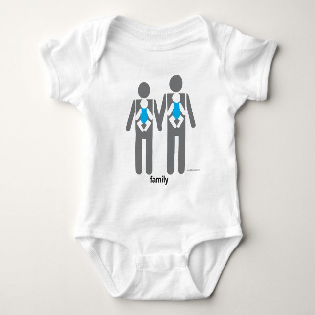 Two Dads, Two Sons Baby Bodysuit (Front)