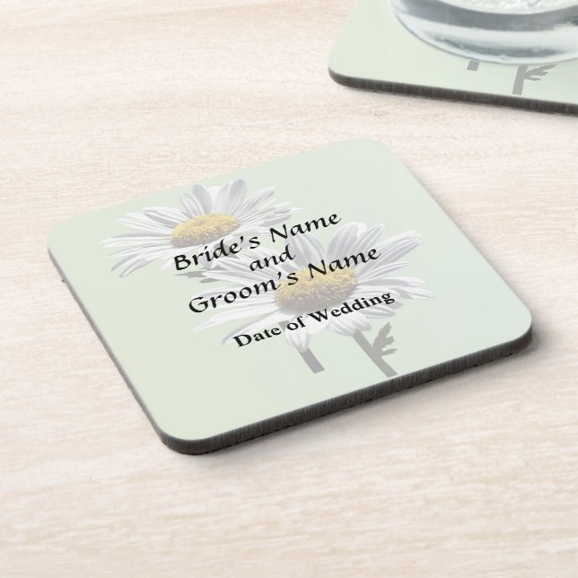 Two Daisies in Sunshine Wedding Products Coaster (Left Side)