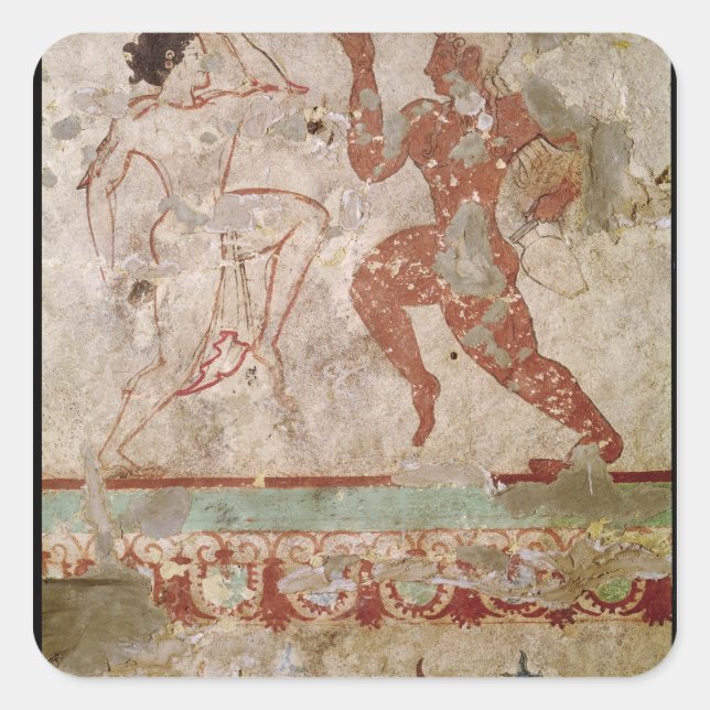 Two Dancers and Dolphins Square Sticker (Front)