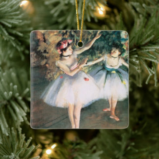 Two Dancers on a Stage by Edgar Degas, Vintage Art Ceramic Ornament