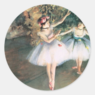 Two Dancers on a Stage by Edgar Degas, Vintage Art Classic Round Sticker