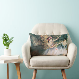 Two Dancers on a Stage by Edgar Degas, Vintage Art Lumbar Cushion