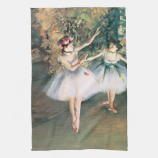 Two Dancers on a Stage by Edgar Degas, Vintage Art Tea Towel