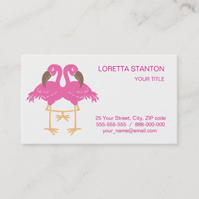 Two dancing flamingos business card (Front)