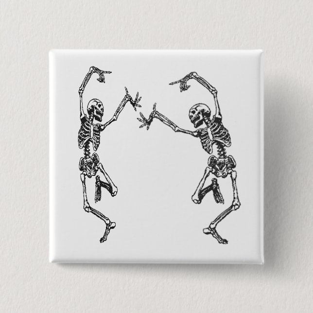 Two Dancing Skeletons Halloween Button (Front)