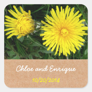 Two Dandelions Custom Wedding Square Sticker