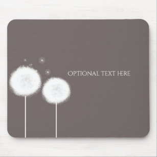 Two Dandelions Taupe Rustic Country Home Mouse Mat
