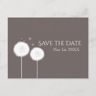 Two Dandelions Taupe Rustic Country Save the Date Announcement Postcard