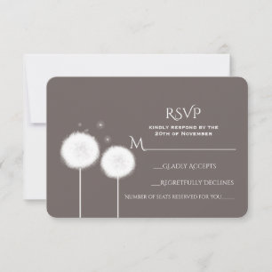 Two Dandelions Taupe Rustic Wedding RSVP