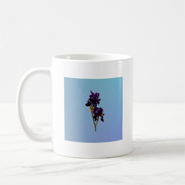 Two Dark Purple Irises Coffee Mug (Left)