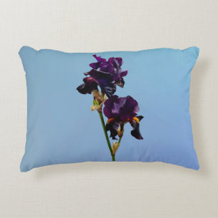 Two Dark Purple Irises Pillow