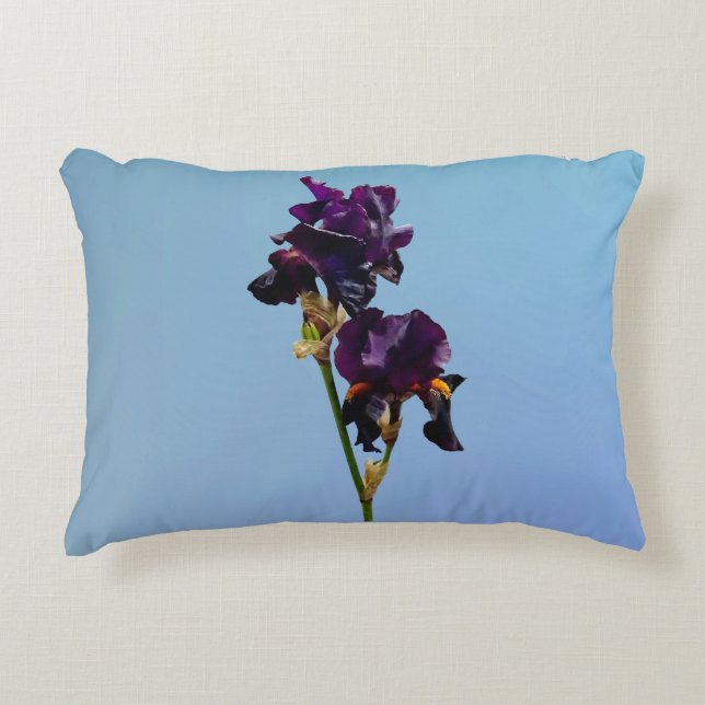 Two Dark Purple Irises Pillow (Front)