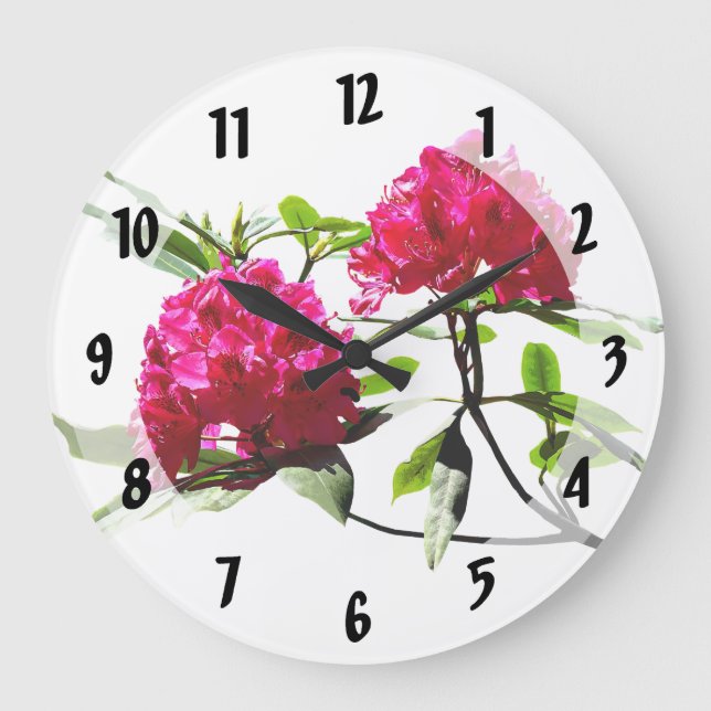 Two Dark Red Rhododendrons Large Clock (Front)