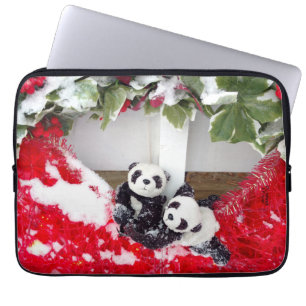 Two Darling Pandas at Christmas Laptop Sleeve