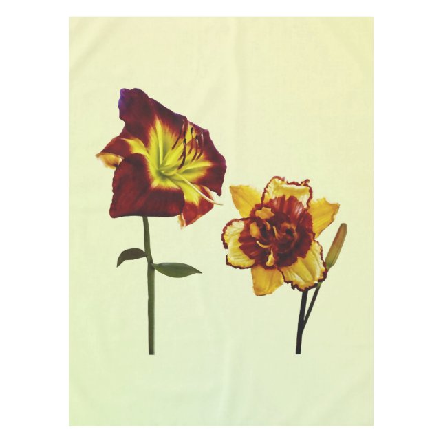 Two Daylilies having a Chat Tablecloth (Front)