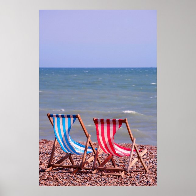 Two deckchairs on the beach poster (Front)