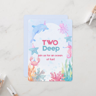 Two Deep Ocean Birthday Invitation