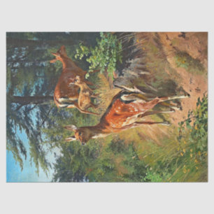 Two Deer And Cute Fawn In The Forest Decoupage Tissue Paper