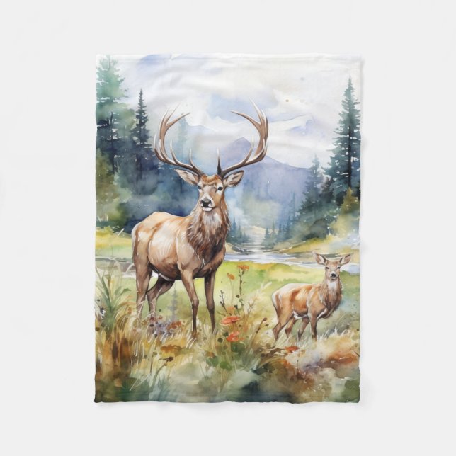 Two Deer Fleece Blanket (Front)