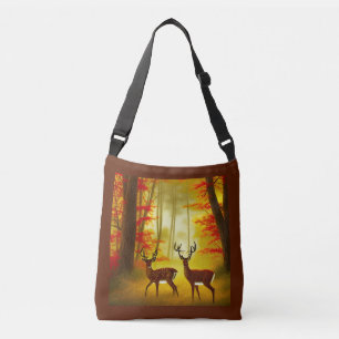 Two deer in an Autumn Forest / Woods Crossbody Bag