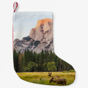 TWO DEER IN FRONT OF HALF DOME IN YOSEMITE VALLEY SMALL CHRISTMAS STOCKING
