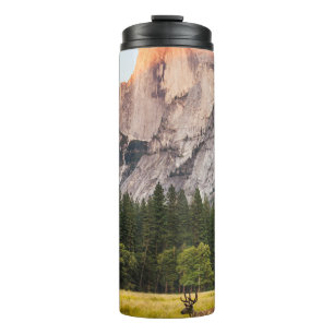 TWO DEER IN FRONT OF HALF DOME IN YOSEMITE VALLEY THERMAL TUMBLER