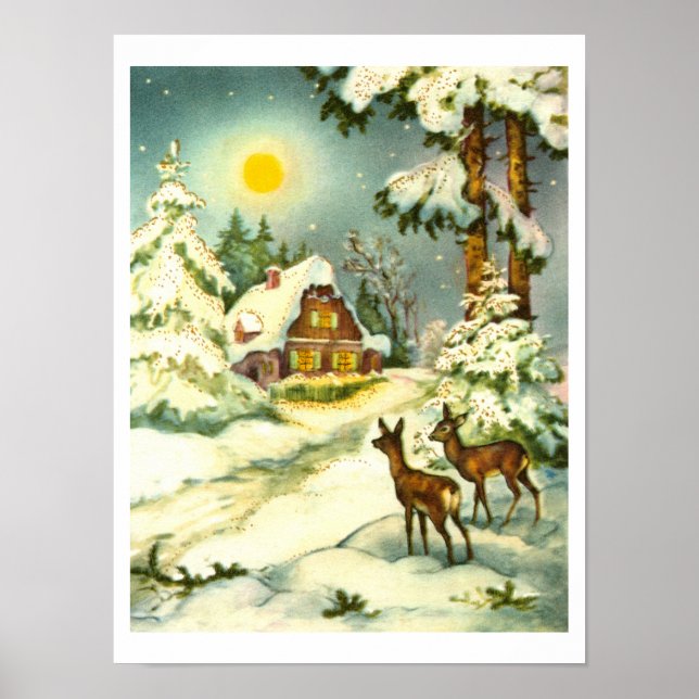 Two deer in the snow poster (Front)