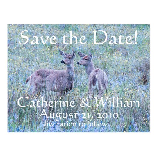 Two Deer Save the Date Postcard