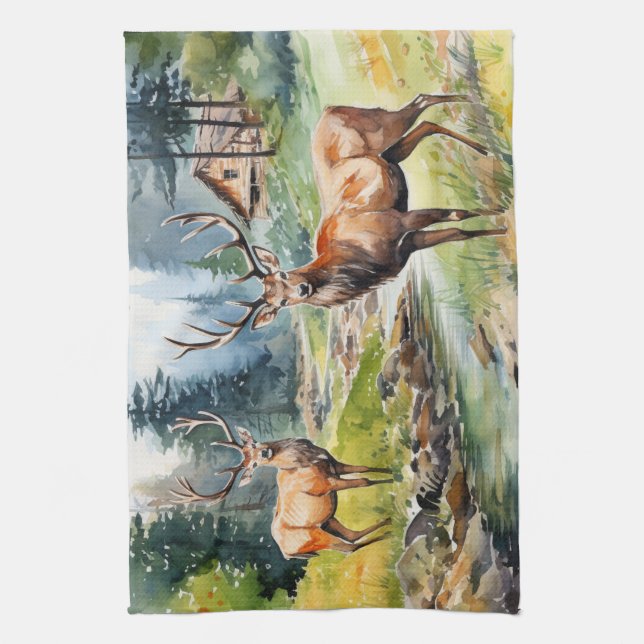 Two Deer Tea Towel (Vertical)