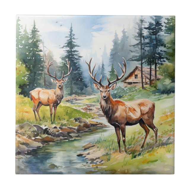 Two Deer Tile (Front)
