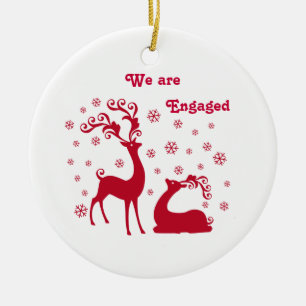Two deers in Love Engagement Ornament