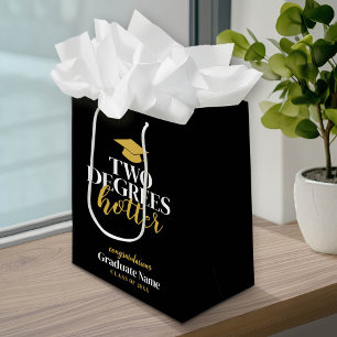 Two Degrees Hotter - Name - Black Gold Graduation Medium Gift Bag