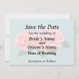 Two Delicate Pink Roses Save The Date