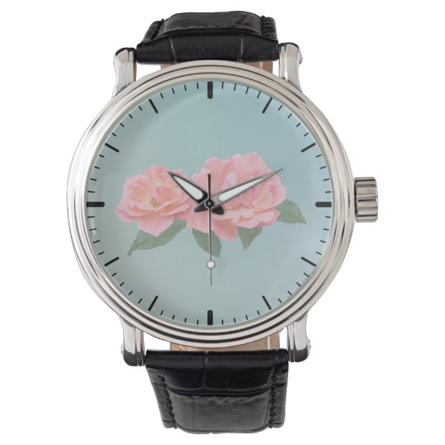 Two Delicate Pink Roses Watch (Front)