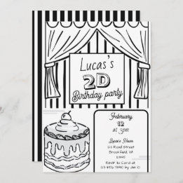 Two Dimensional Comic Style Birthday  Invitation