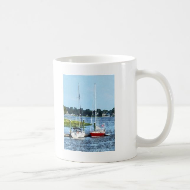 Two Docked Sailboats Norwalk, CT Coffee Mug (Right)