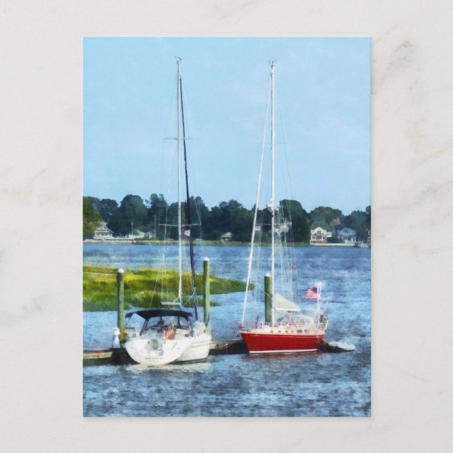 Two Docked Sailboats Norwalk, CT Postcard (Front)