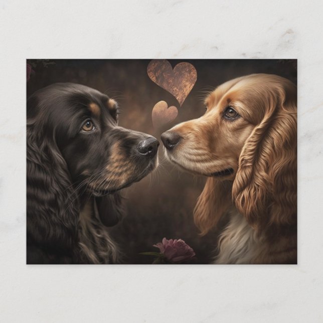 Two Dog Lovers Valentine/Anniversary Postcard (Front)