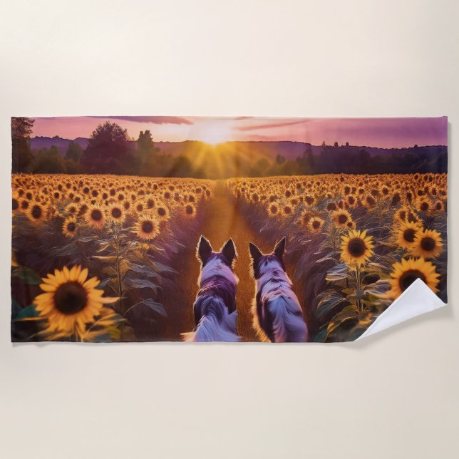 Two dog pals beach towel (Front)