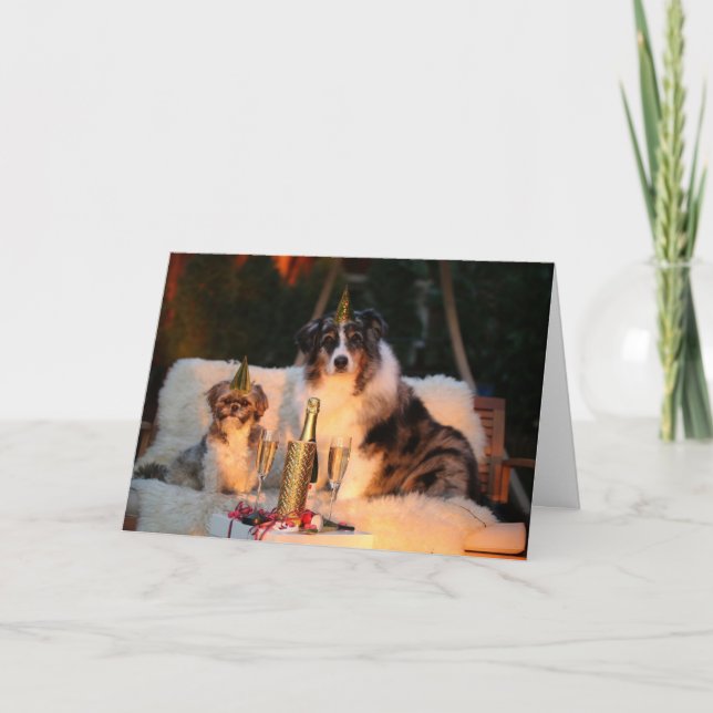 Two Dogs New Year Holiday Card (Front)