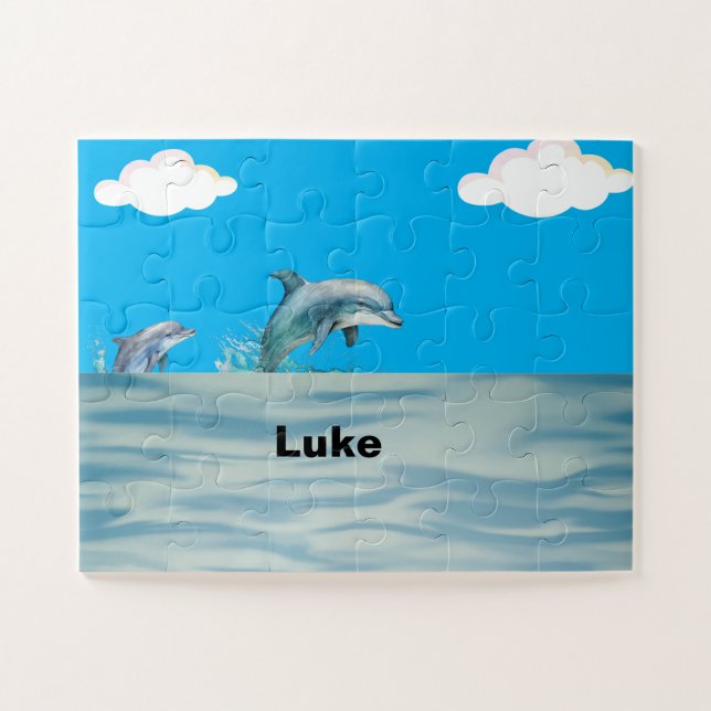 Two Dolphins playing Jigsaw Puzzle (Horizontal)
