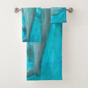 Two Dolphins Playing Wild and Free in the Ocean  Bath Towel Set
