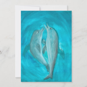 Two Dolphins Playing Wild and Free in the Ocean  Invitation