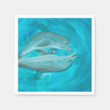 Two Dolphins Playing Wild and Free in the Ocean 