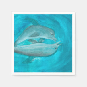 Two Dolphins Playing Wild and Free in the Ocean  Napkin