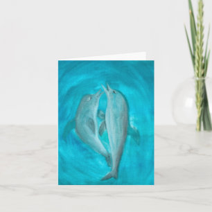 Two Dolphins Playing Wild and Free in the Ocean Note Card