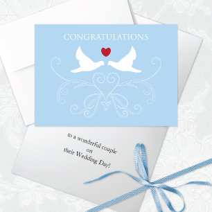 Two Doves Red Heart Wedding Card