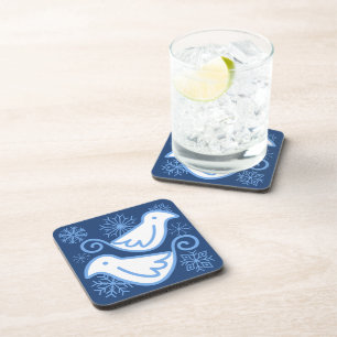 Two Doves Winter Blue Coasters (set of 6)